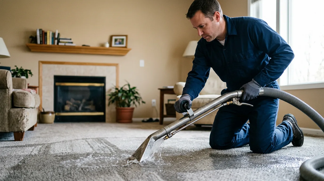Water damage restoration technician working near Stafford, OH